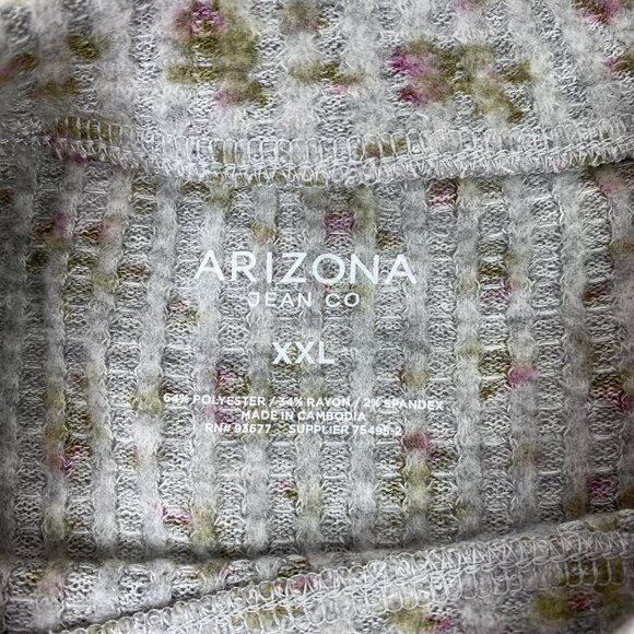 Arizona Jean Co. Womens Heather Rose Floral Ribbed Long Sleeve Crop Top Size XXL - Picture 3 of 5